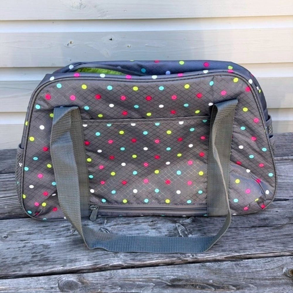 Thirty-One Gifts All-In Tote Bag Confetti Dot Grey Multicolored  NWT